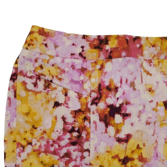 Ann Taylor Loft Floral Petite Pencil Skirt Womens 0P Lined Side Zip Pink Yellow - Picture 9 of 16